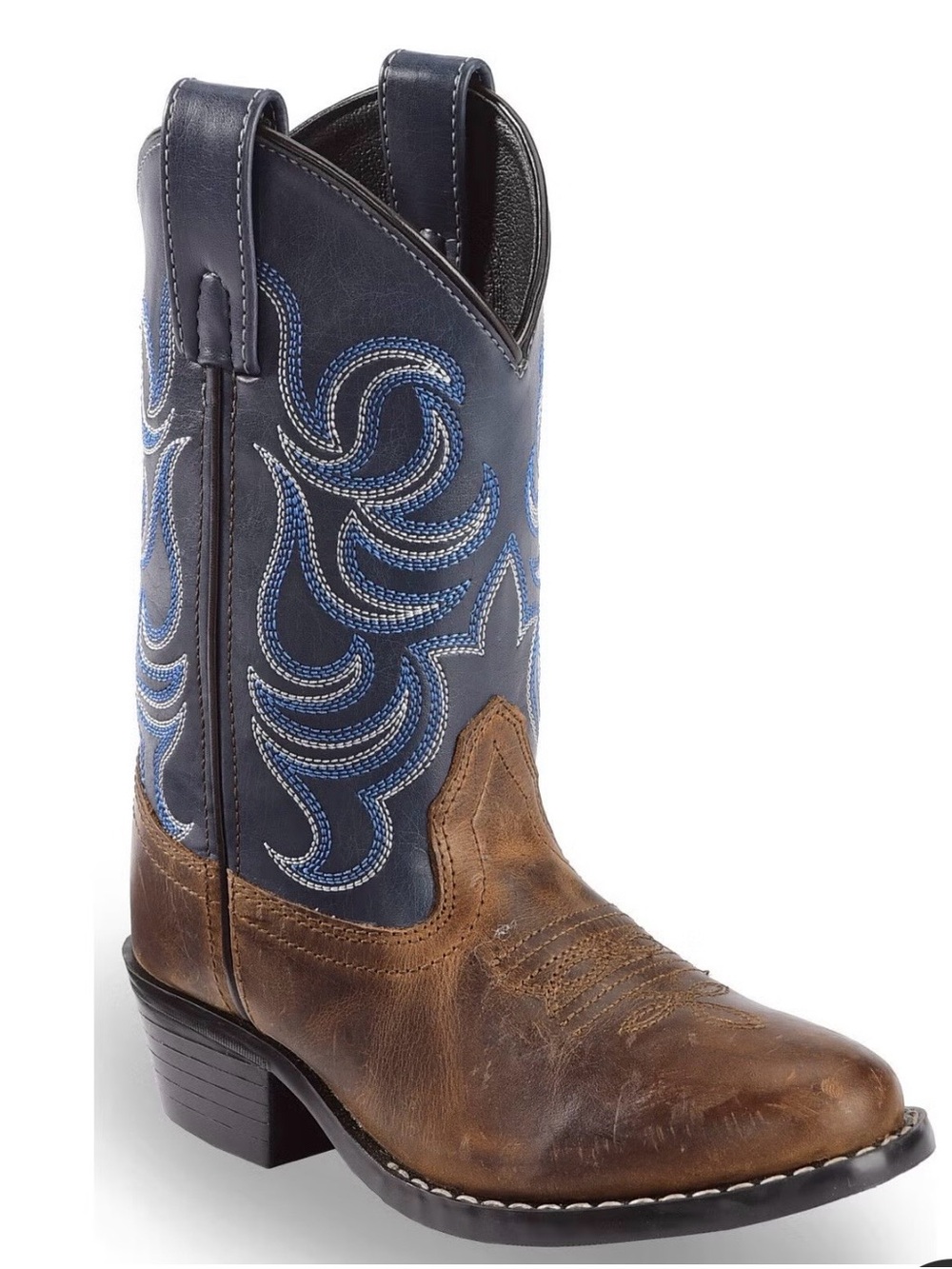 Kids Two-Tone Brown & Navy Western Cowboy Boots Size 5